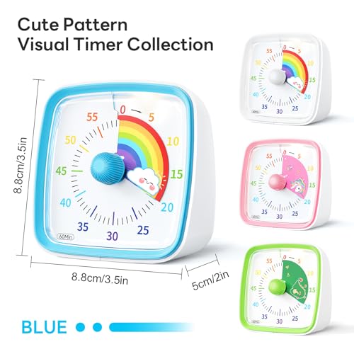 Visual Timer with Night Light (Blue-rainbow)