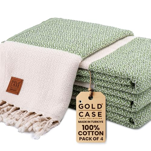Gold CASE Turkish Beach Towel Set of 4 (Pistachio / 67x38"-Aphrodite)