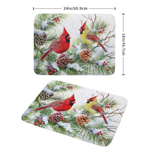 Red Birds Dish Drying Mat (24" x 18")