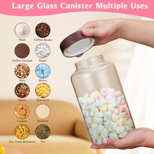 Large Glass Coffee Jars with Spoon (2300ml/77oz)