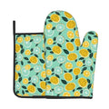Lemon Pot Holders and Oven Mitts (Teal Summer Lime)