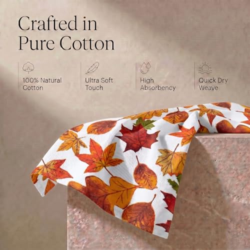 Kitchen Towels Cotton Dish Towels 20”x30” (20" x 30" (Set of 6) / 072 Harvest Leaf Print)