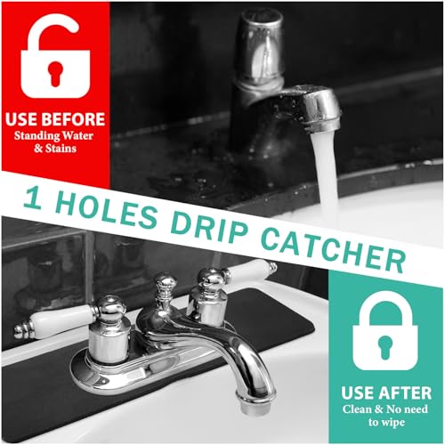 2 Pcs Faucet Mat Bathroom Sink Splash Guard (Black)