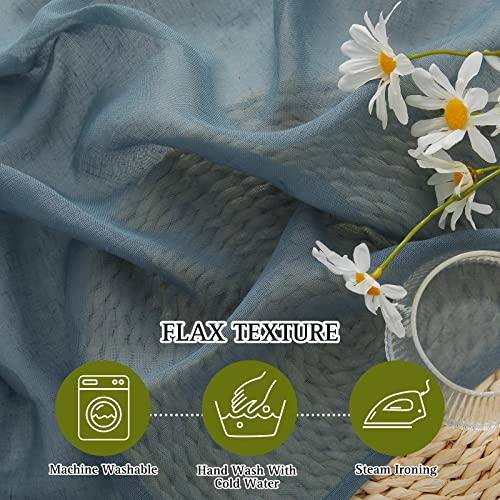Linen Blend Semi Sheer Curtains (52"W x 108"L (Pack of 2) / Smoke Blue)