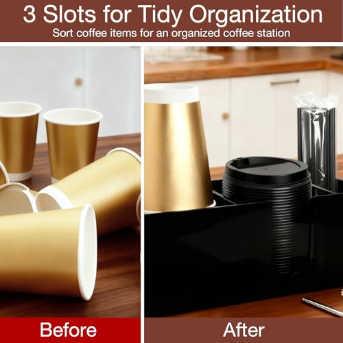 Acrylic Coffee Cup Holder for Countertop (Black / 3 Slots)