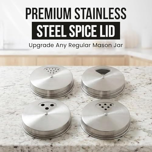 Mason Jar Spice Shaker Lids Stainless Steel (Wide Mouth)