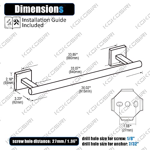 Bathroom Towel Bar 36'' Towel Holder for Bath Kitchen Wall Mount Towel Rails 36 Inch Champagne Bronze Stainless Steel B4005CPG (Champagne Bronze / 36-Inch)