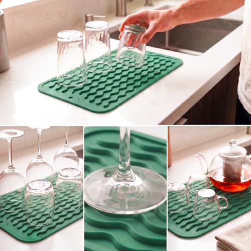 Silicone Dish Drying Mat for Multiple Usage (Green / 12"L x 6"W)