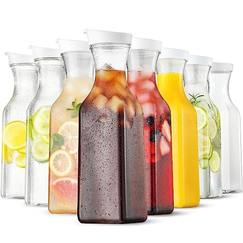 Plastic 8 PACK Large 50 Oz Water Carafe with Flip Top Lid (8 PACK)