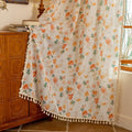Floral Boho Linen Curtains 84 inch Long 2 Panels Set Farmhouse Vintage Orange Printed Semi Sheer Light Filtering Spring Window Drapes With Tassels Back Tab for Living Room Bedroom (Orange / 50"W x 84"L (Pack of 2))