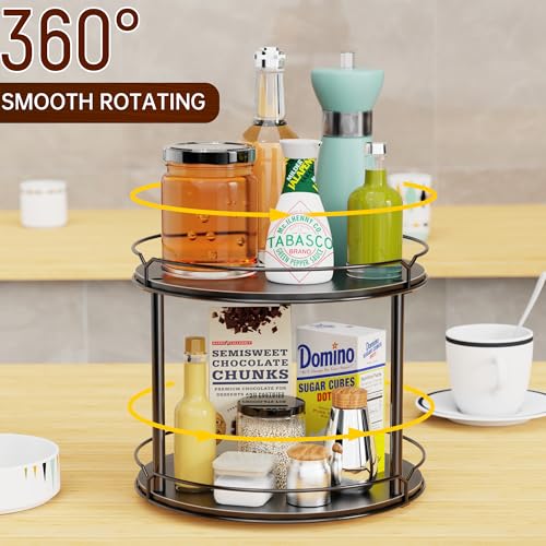 Lazy Susan Organizer 2 Tier (Black-12.4")