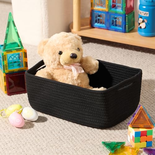 Small Storage Baskets for Organizing (4pcs-L13xW8.5xH5.1" / Black)