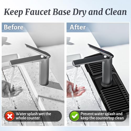 17.7 Inch Faucet Mat for Kitchen Sink Splash Guard (Black / 17.7" x 5.5")