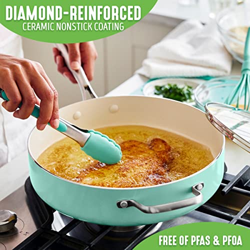 Artisan Healthy Ceramic Nonstick (Turquoise / 5QT Saute Pan Jumbo Cooker / Induction)
