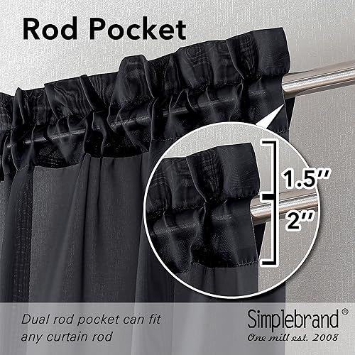 Black Sheer Kitchen Cafe Curtains (Black / 42"W x 36"L (Pack of 2))