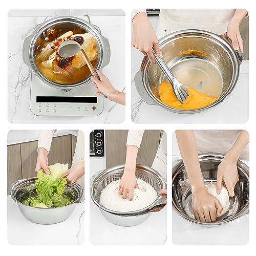 304 Stainless Steel Fine Mesh Colander Set (2qt / Primary color with handle)