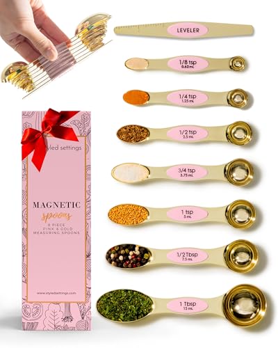 Pink Magnetic Measuring Spoons Set (Classic / Pink & Champagne Gold)
