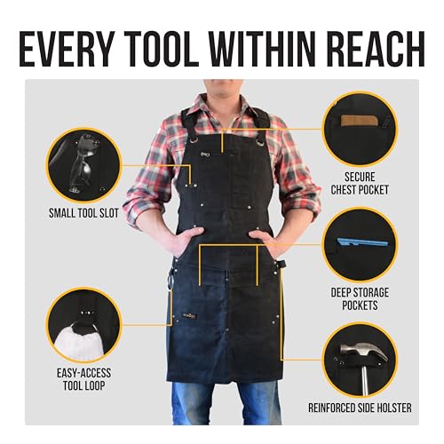 ecoZen Waxed Canvas Welding Apron with Kevlar Thread (Black Kevlar)