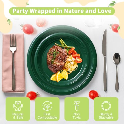 Dark Green Paper Plates (Dark Green / 50 Count (25-9" & 25-7"))