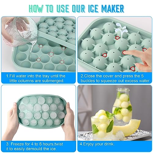 Ice Cube Tray (B:2PC Green+Pink)