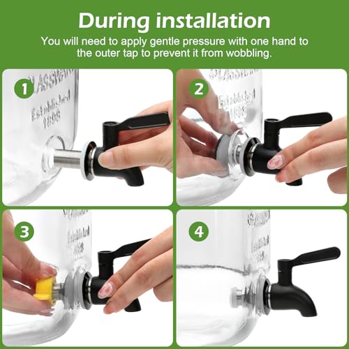 1 Gallon Drink Dispensers for Parties (Black-Stainless Steel Faucet)