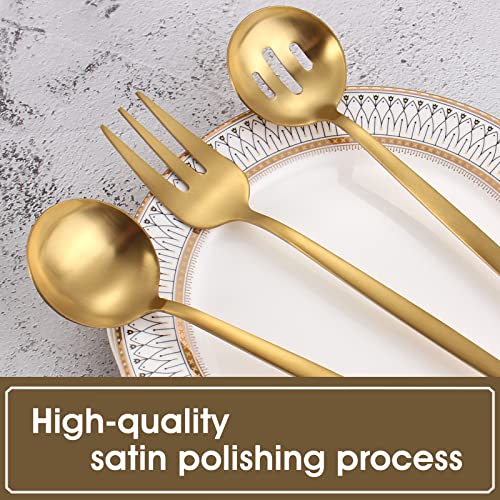 Matte Gold Serving Silverware Set (Matte Gold)