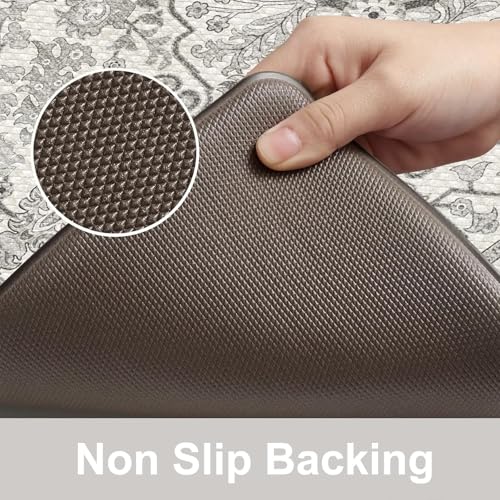 Anti Fatigue Kitchen Mats (Light Grey/Multi / 59"L x 24"W x 0.5"Th)