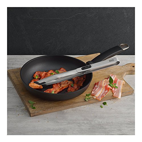 Stainless Steel SoftEdge Locking Tweezer Tongs with Silicone Edge (Stainless - Black)