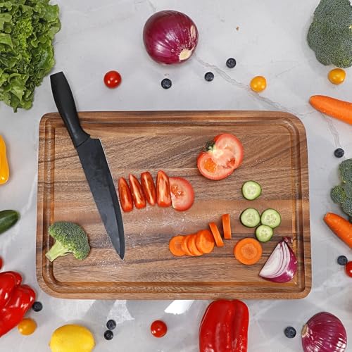 Acacia Wood Cutting Board for Kitchen (17"L x 12"W)