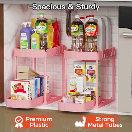 2 Packs Under Sink Pull (Pink / 12.8 Inch)