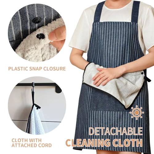 Cross Back Apron with Detachable Towel (Deep Blue (With Towel) / Standard)