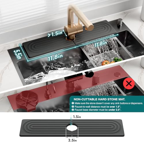 Large Faucet Mat for Kitchen Sink (23.6" x 5.5" / Dark Gray)