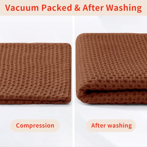 100% Cotton Waffle Weave Kitchen Dish Cloths 12 (Caramel / 12 X 12 - 12 Pack)