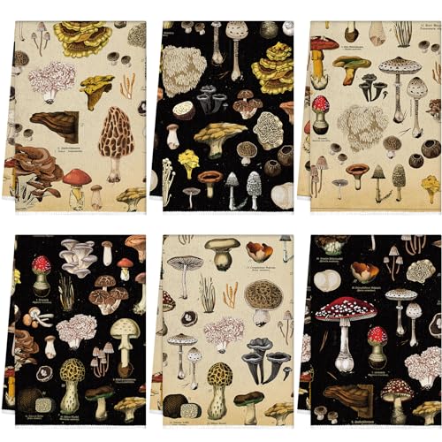 6 Pcs Mushroom Kitchen Towels Vintage Farmhouse Dishcloth Set (Mushroom)