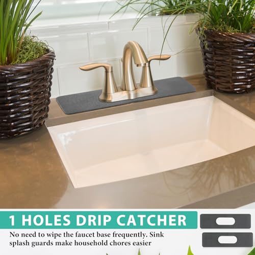 2 Pcs Faucet Mat Bathroom Sink Splash Guard (Dark Gray)