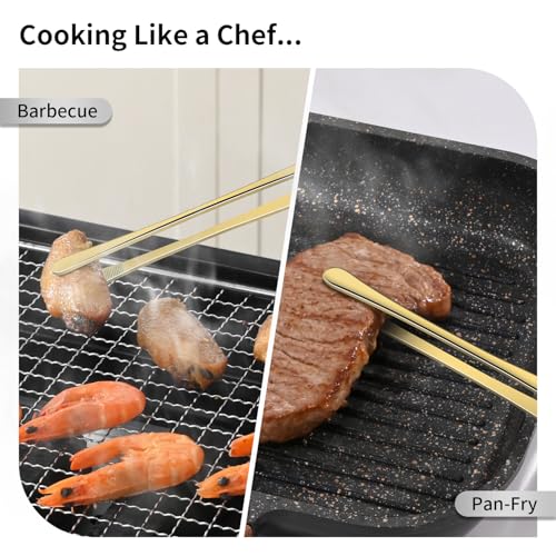 12 Inch Gold Stainless Steel Kitchen Tweezers For Cooking Tongs Set of 2 (Gold)