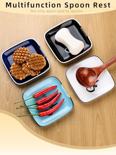 Farmhouse Ceramic 4.75 Inch Spoon Rest for Kitchen (White)