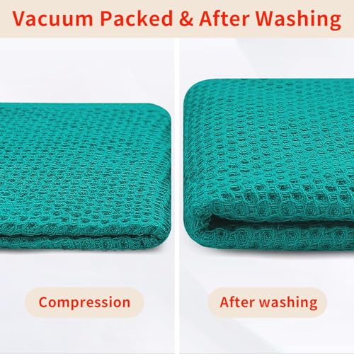 100% Cotton Waffle Weave Kitchen Dish Cloths 18 (Teal / 12 X 12 - 18 Pack)