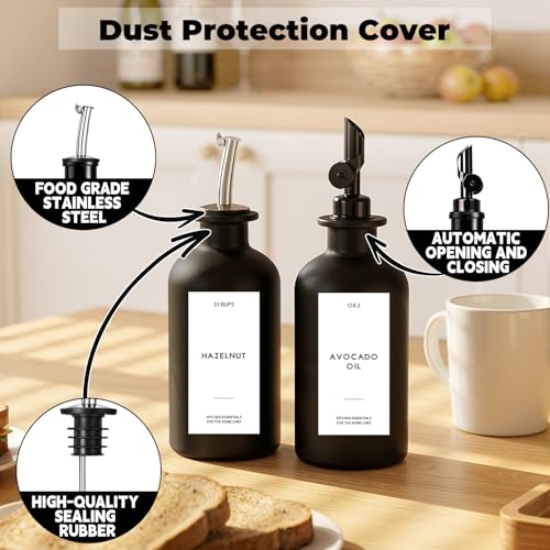 3PCS Olive Oil Dispenser Bottle For Kitchen (Black)