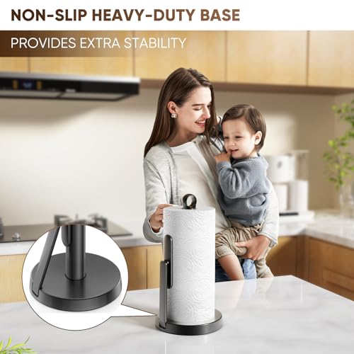 Heavy Duty Paper Towel Holder with Tension Arm (Black)