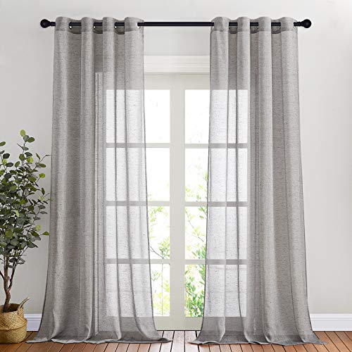 Linen Curtains Charcoal Grey for Cold Wind (52"W x 90"L (Pack of 2) / Charcoal Grey)