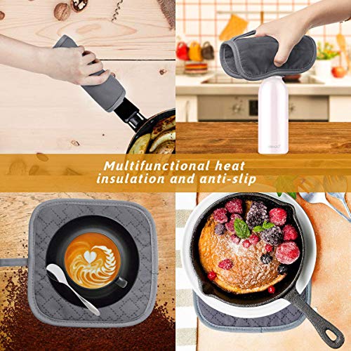 4Pcs Oven Mitts and Pot Holders Set (Gray)