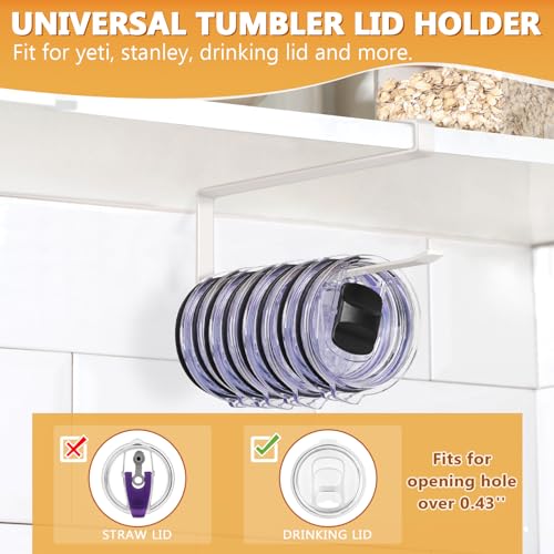 Tumbler Lid Organizer Under Cabinet (White / 1 Pack)