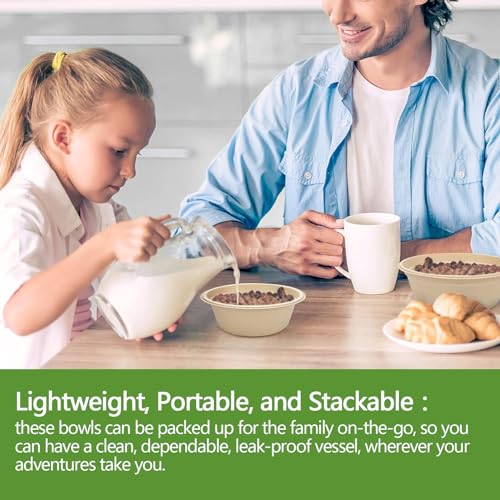 16 Oz Disposable Bowls Heavy Duty Small Paper Bowls made of 100% Compostable Heavy (Natural / 16 Oz)