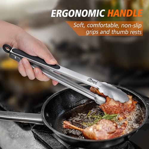 Stainless Steel Locking Kitchen Tongs for Cooking & Serving (7+9+12 inch, 3pack)