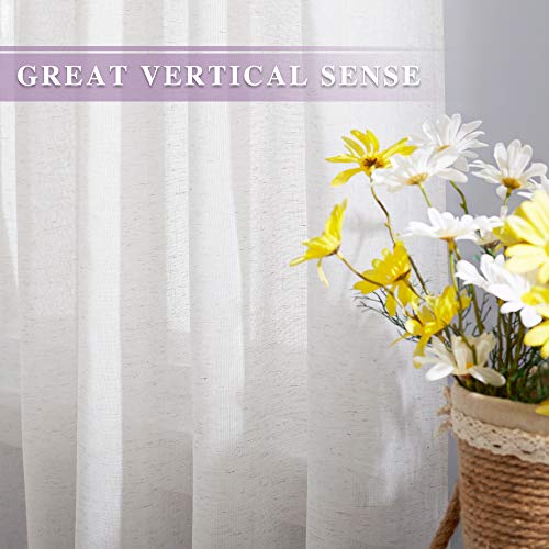Linen Curtains Off White Sheer Flax Textured (52"W x 84"L (Pack of 2) / Off White)
