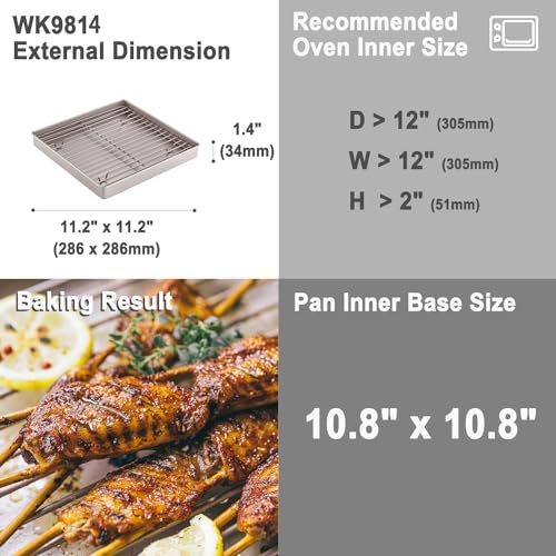 Roasting Pan with Rack (04 - 11.2" x 11.2" x 1.4" Shallow)