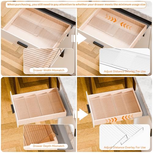 4 Pack Adjustable Narrow Spice Rack for Drawer (Pack of 4 / Small-9" to 17.7")