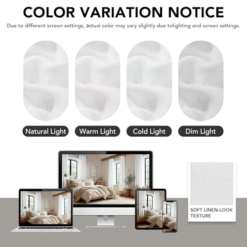 Pinch Pleated 100% Blackout Linen Curtains 102 Inch for Bedroom (Cream White/Linen Total Blackout / 40"W x 102"L (Pack of 2))