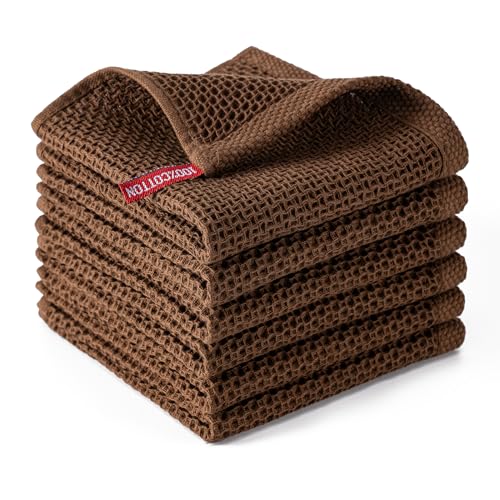 Kitchen Towels 6 (Dark Brown / 12 x 12 - 6 Pack)